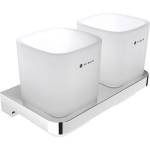 Nimco Maya - Двойна поставка за четка и паста, матирано стъкло/хром MA 29058D-C-26 (MA 29058D-C-26)