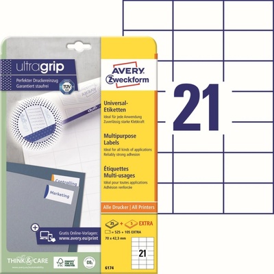 Avery Zweckform 6174 Samolepící etikety 70x42,3 mm 630 ks bílá