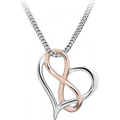 Silver Cat Romantický srdiečkový bicolor náhrdelník so symbolom nekonečno SC428