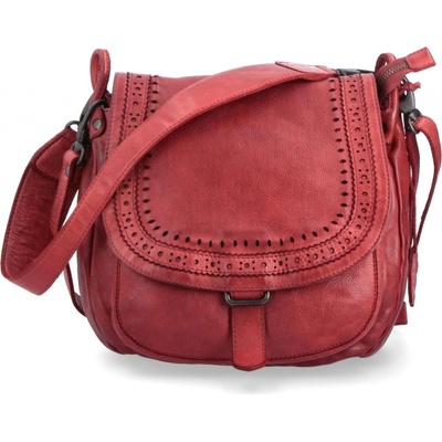 Noelia Bolger kožená crossbody kabelka s poklopom a perforovaným vzorom- 2030 červená