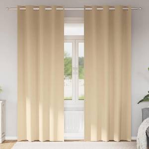 Pure Line Home Плътни завеси в цвят пастелна ванилия с метални халки, 2 бр. , 140 x 245 см