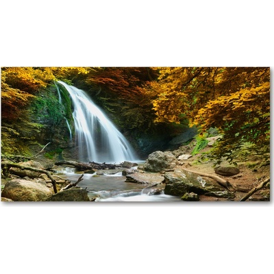 Fotoobraz na skle Vodopád v lese 100x50 cm