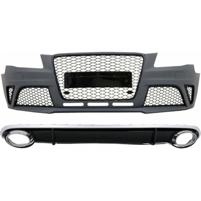 KITT Front Bumper with Rear Bumper Valance Diffuserand Exhaust Tips suitable for Audi A4 B8 Pre-Facelift (2008-2011) RS4 Design