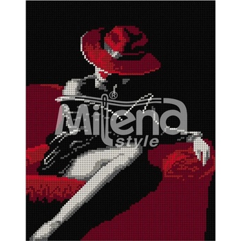 Image 1 of Milena Style Дамата в червено - гоблен с щампа без конци