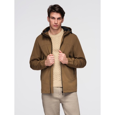 Ombre Clothing Мъжко лекo яке с водоустойчив слой и качулка - кафяво V2 C638 Ombre Clothing Ombre Clothing | Kafyav | МЪЖЕ | S