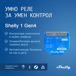 Shelly Смарт реле Shelly 1 Gen4 със сух контакт, Wi-Fi, Zigbee, Matter