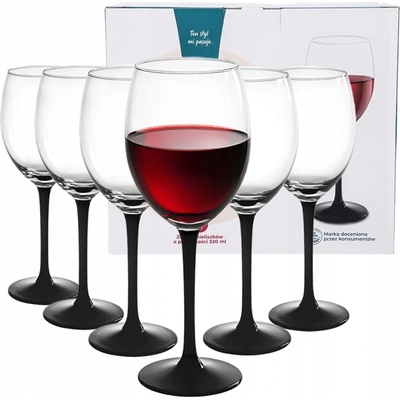 Design Skleničky na víno Altom Onyx černá noha 6 x 330 ml