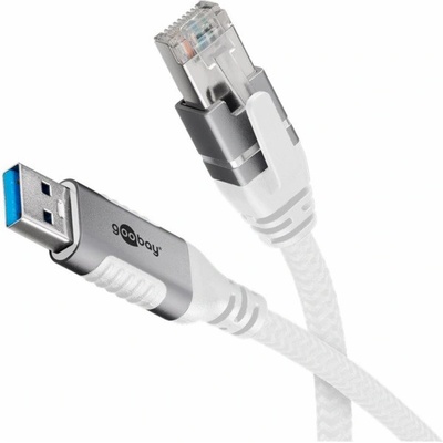 Goobay 74161 USB 3.0, RJ45 vidlice,USB A vidlice, niklovaný, 5m, bílý
