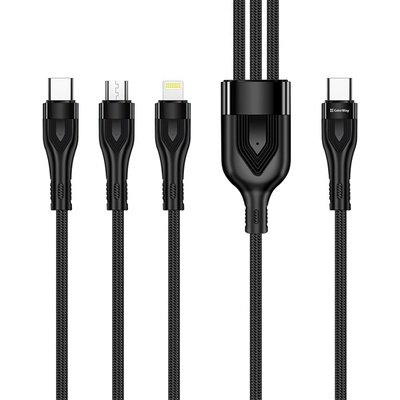ColorWay Кабел Type-C CW-CBPDU3060-BK, 3B1 (Lightning+MicroUSB+Type-C) 3.0A (PD60W данни) 1.2 черен (CW-CBPDU3060-BK)
