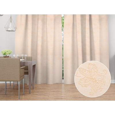 Biante Dekoračný záves TF-099 Zlaté kvetované ornamenty na béžovom 150x210 cm