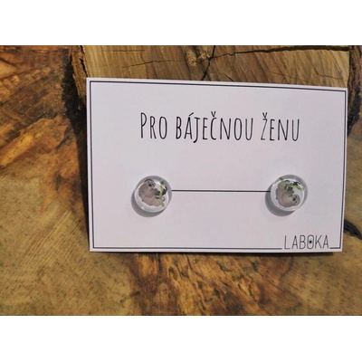 Laboka skleněné náušnice pecky lenochod 0001305