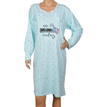 Макси нощница за кърмачки в синьо с точки и звезди