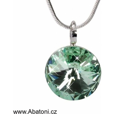 Swarovski Elements Stříbrný náhrdelník zelený kulatý 34112.3 Chrysolite