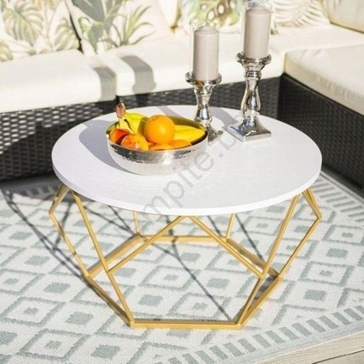 HowHomely Масичка за кафе DIAMOND 40x70 см златиста/бяла (DD0005)