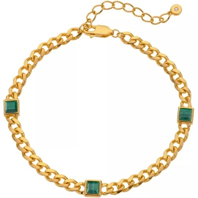 Hot Diamonds Robustný pozlátený náramok s malachitmi a diamantom Rivive DL712