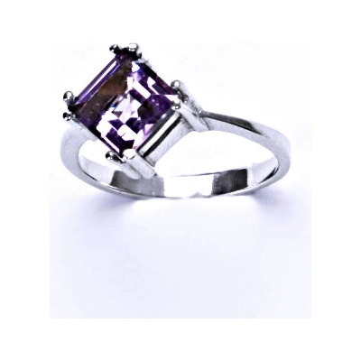 Čištín Zlatý prsten přírodní světlý ametyst bílé i žluté zlato T 1258