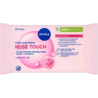 Nivea Rose Touch Čisticí pleťové ubrousky 25 ks