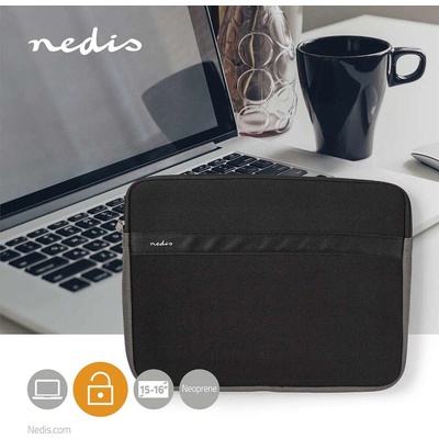 Nedis NBSE15100BK - Pouzdro na Notebook | 15 – 16" | Neopren | Černá Antracitová