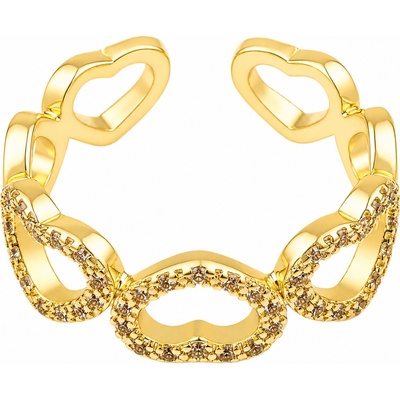 Solla Golden Links dámsky medený prsteň zlatý so zirkónmi CH Z PR29