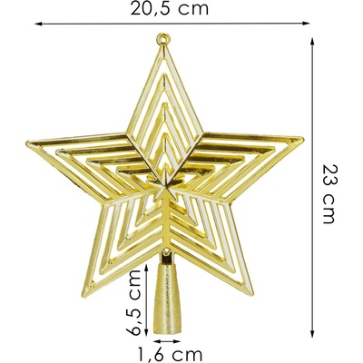 SPRINGOS Hvězda na vánoční stromeček 23cm zlatá vánoční ozdoba CA1277-XG