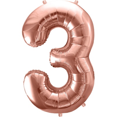 PARTYDECO Fóliové číslo 3 86 cm ROSEGOLD