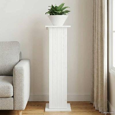 vidaXL Стойка за растения Бял гланц 30, 5 x 30 x 100, 5 см (899752)