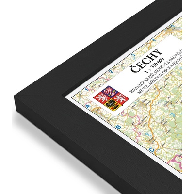 Excart Maps Čechy - obří nástěnná mapa 190 x 137 cm Varianta: mapa v dřevěném rámu, Provedení: Pegi černý