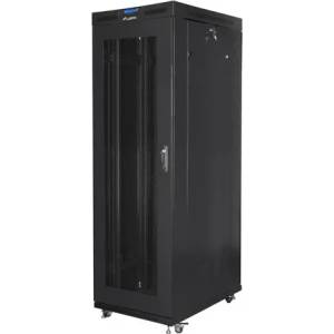 Lanberg Комуникационен шкаф, Lanberg rack cabinet 19" free-standing 27U/800x1200 (flat pack) with mesh door lcd black (FF01-8227-23BL) - megamag