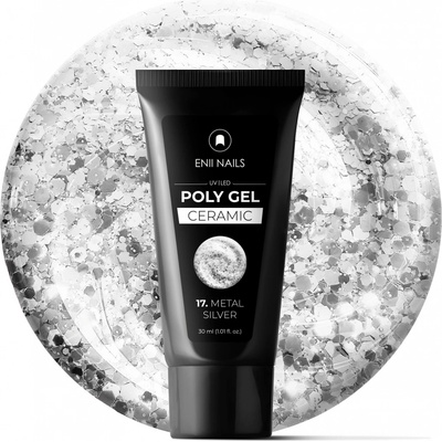 Enii Nails Glitter Poly gel Ceramic 17 Metal Silver 30 ml
