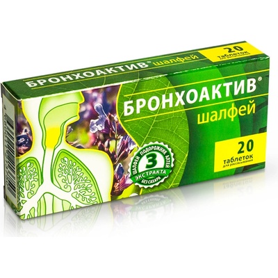 BRONCHOAKTIV Šalvia cukríky na hrdlo 20 ks x 3,2g