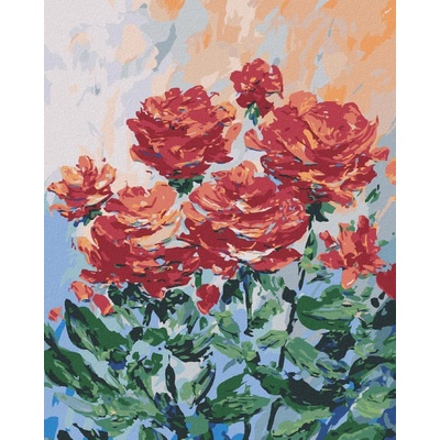zuty Malování Podle Čísel Červené Květiny Na Šedém Pozadí 80 x 100 Cm Plátno Rám