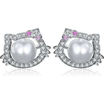 DELIS Сребро 925, jw1563, модел на котка, обеци с родиево покритие (jw1563)