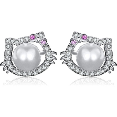 DELIS Сребро 925, jw1563, модел на котка, обеци с родиево покритие (jw1563)