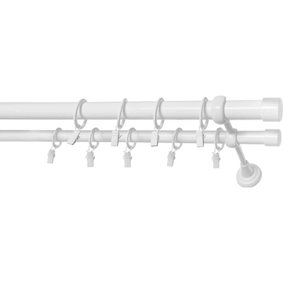 Rolmajster Kovová záclonová tyč Biela Dvojitá 25 mm 220 cm