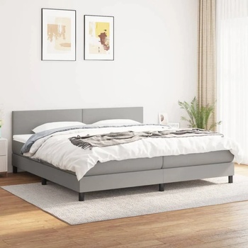 vidaXL Боксспринг легло с матрак, светлосиво, 200x200 см, плат (3139921)