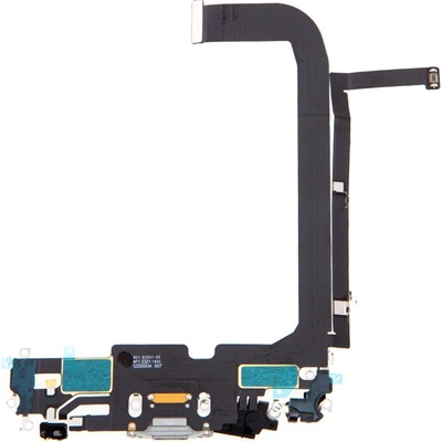 AppleMix Napájací a dátový konektor s flex káblom + mikrofóny pre Apple iPhone 13 Pro Max - strieborný - kvalita A+