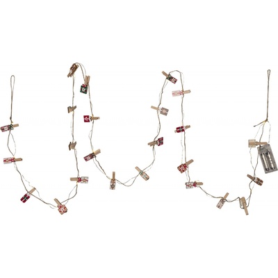 STAR TRADING Adventní kalendář Světelný řetěz Clippy Advent 240 cm červená barva dřevo