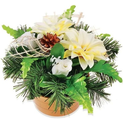 Ikebana 4136 s ružou, dáliou a doplnkami