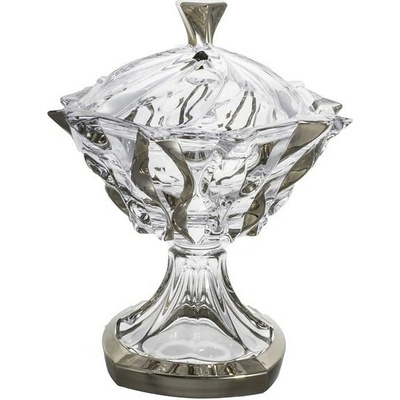 Crystal Bohemia Krištáľová dóza na nohe Samboa platinum 25 cm