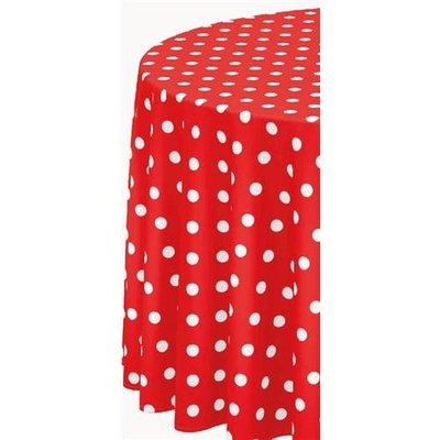 Obrus PVC 069A bodka biela na červenom podklade metráž, 20 m x 140 cm, IMPOL TRADE