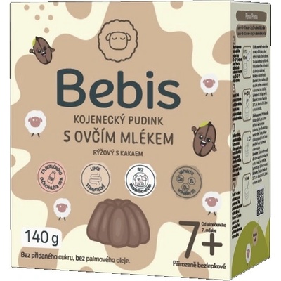 BEBIS Dojčenský puding s ovčím mliekom ryžový s kakaom 140 g