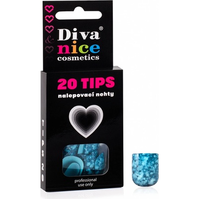 Diva & Nice Cosmetics Nalepovací umělé nehty TIPS 20 modrý mramor 26 – Zboží Dáma