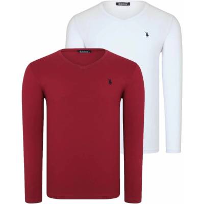 Dewberry T8587 Double Set V-Neck Sweatshirt biela bordová