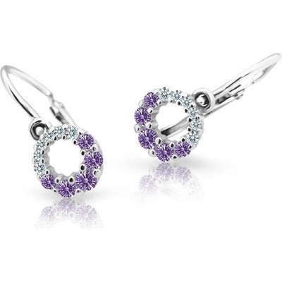 Danfil dětské náušnice C2154 z bílého zlata s kamínky Amethyst zapínání brizura