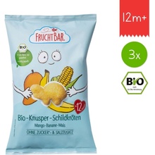 FruchtBar BIO chrumky korytnačky kukurica, mango a banán 3× 30 g