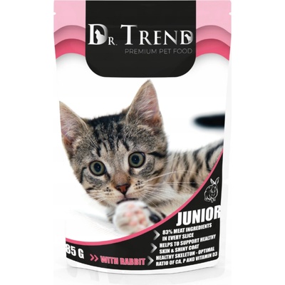 Dr. TREND Dr trend Пълноценна мокра храна /пауч/ за малки котенца, заешко