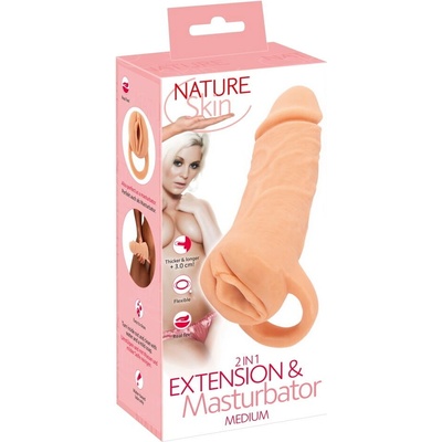 Nature Skin 2v1 Návlek na penis a masturbátor 18,5 cm – Zboží Mobilmania