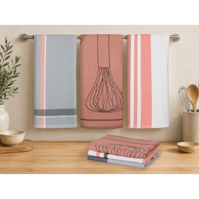 Bellatex Kuchyňské utěrky sada 3 kusů káro oranžové 50x70 cm