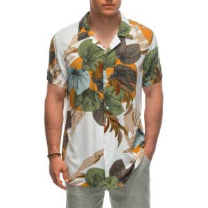 Ombre Clothing Мъжка вискозна шарена тениска с къс ръкав OM-SHPS-0113 Ombre Clothing бяла Ombre Clothing | Byal | МЪЖЕ | S