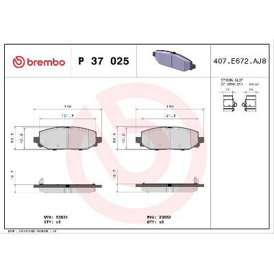 BREMBO Sada brzdových platničiek P37 025